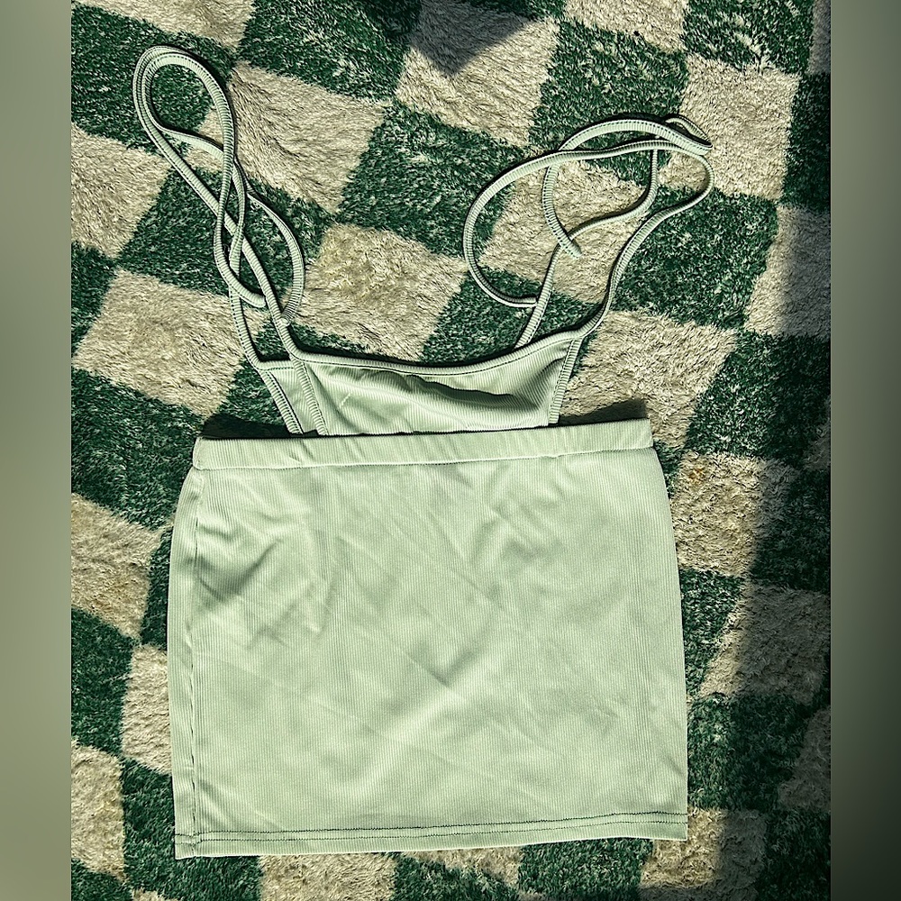 Mint Green Mini Skirt Y2K Aesthetic